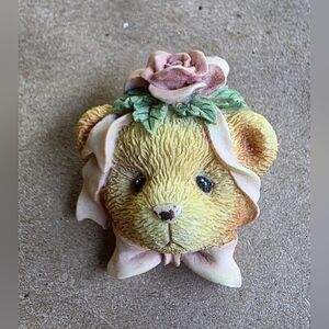 Adorable Tan Bear Pin with Pink Accents Cherished Teddies Boyds Collection